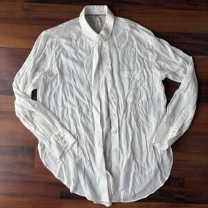 Free People White‎ Linen Blend Button Down Shirt Size Medium